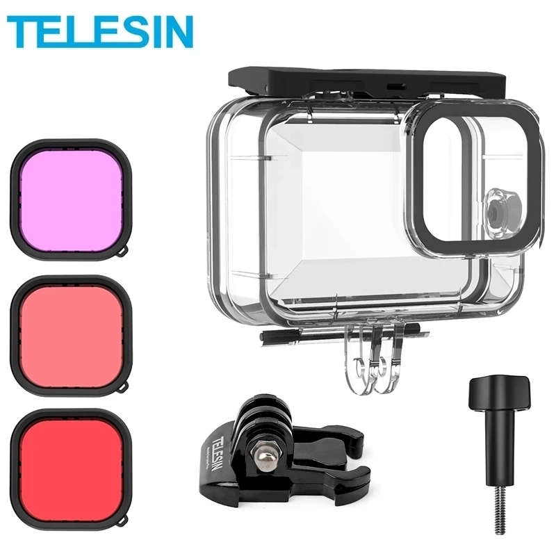 Telesin Waterproof Case GoPro 9 10 11+ 3pcs Filteres 2