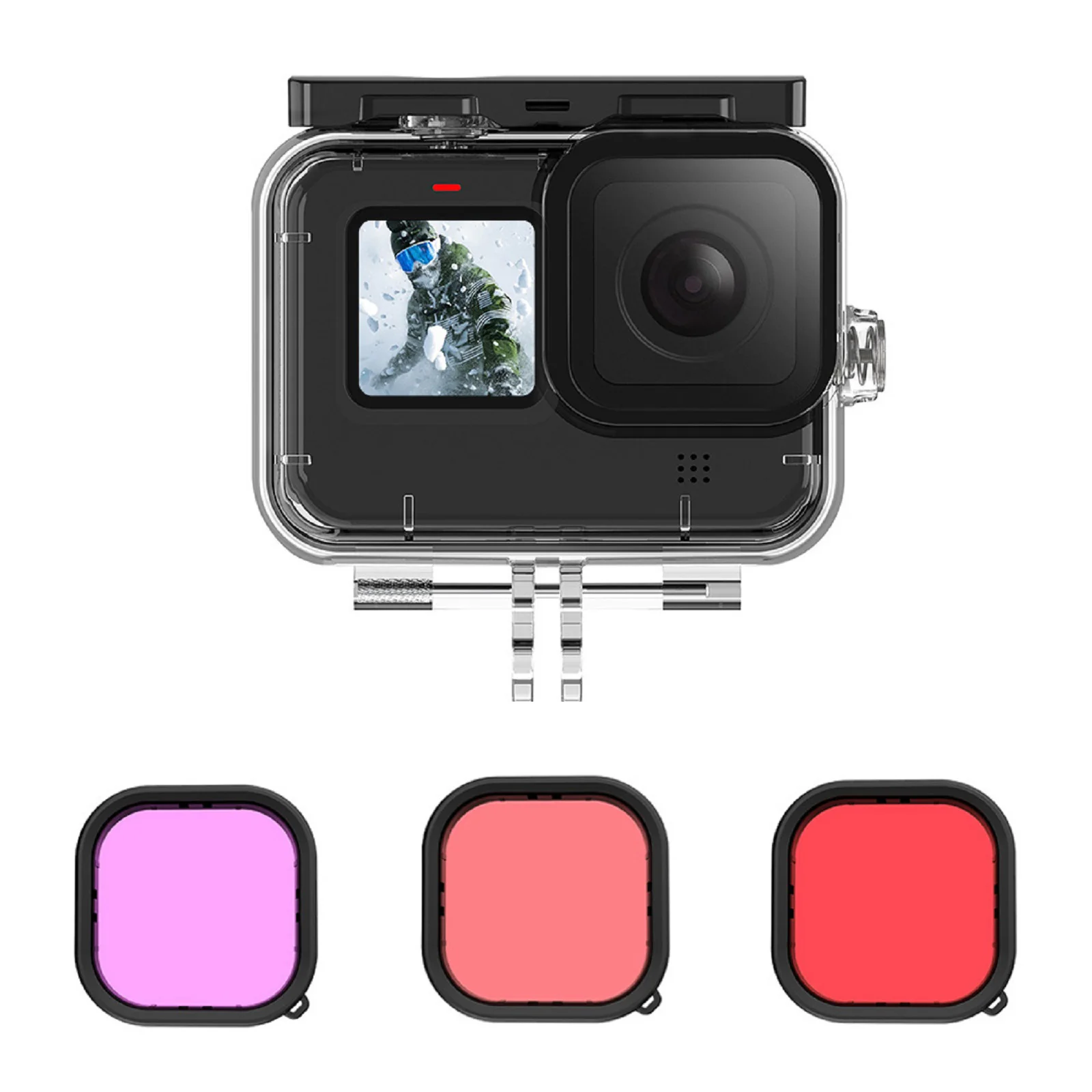 Telesin Waterproof Case GoPro 9 10 11+ 3pcs Filteres